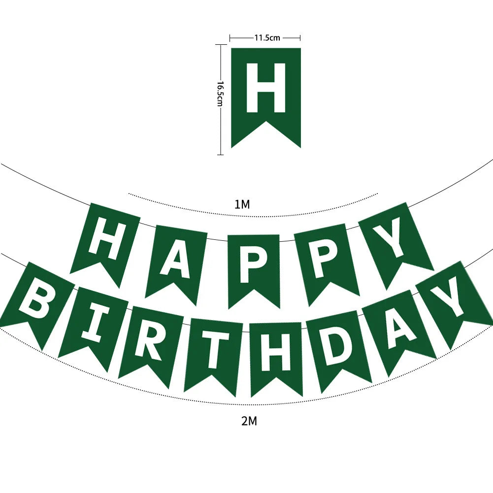 guirlande fanions happy birthday bleu rose noir gris vert turquois festif anniversaire enfant mariage