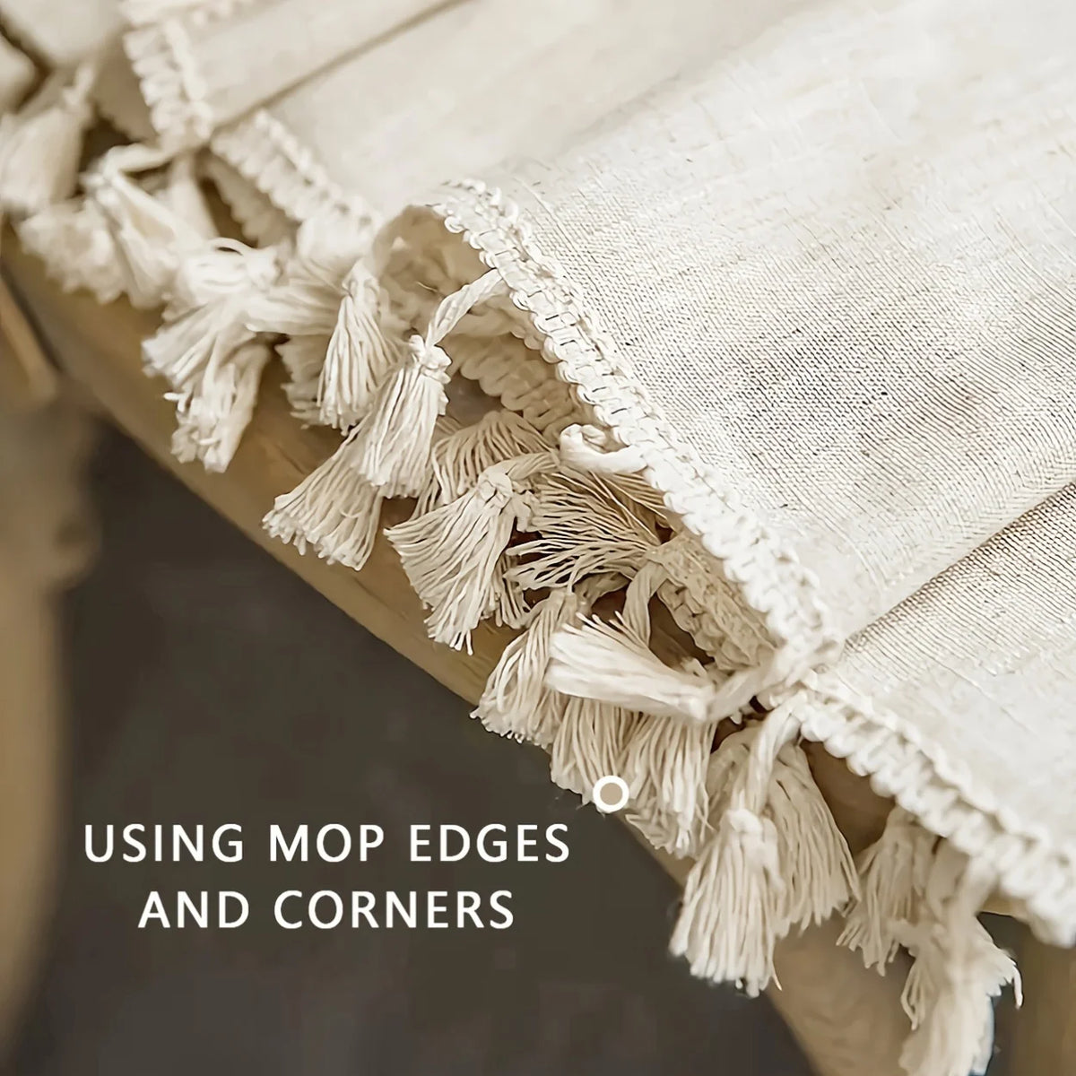 rideau rustique boho chic beige clair tissu polyester franges opacité