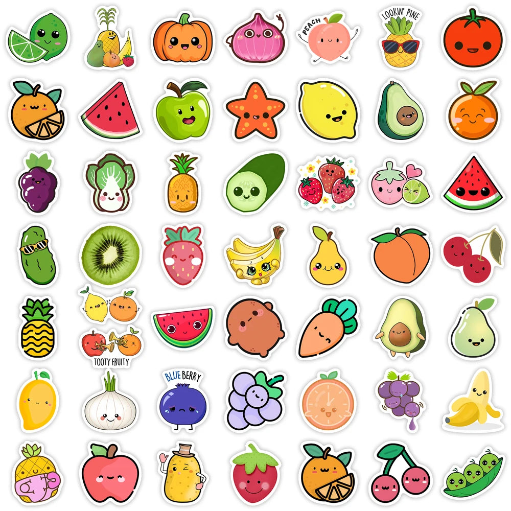 sticker adhésif fruit dessin animé multi couleur waterproof vinyl 6cm adultes adolescents scrapbooking portable