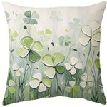 taies d'oreiller fleur motif floral printemps couleur vert blanc rustique naturel décoration intérieure coussins