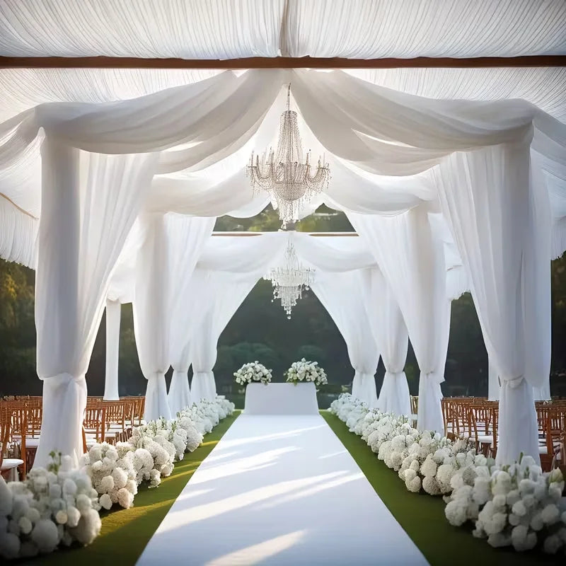 rideau tulle blanc transparent moderne décoration événementiel mariage anniversaire photo noël 160cm 500cm