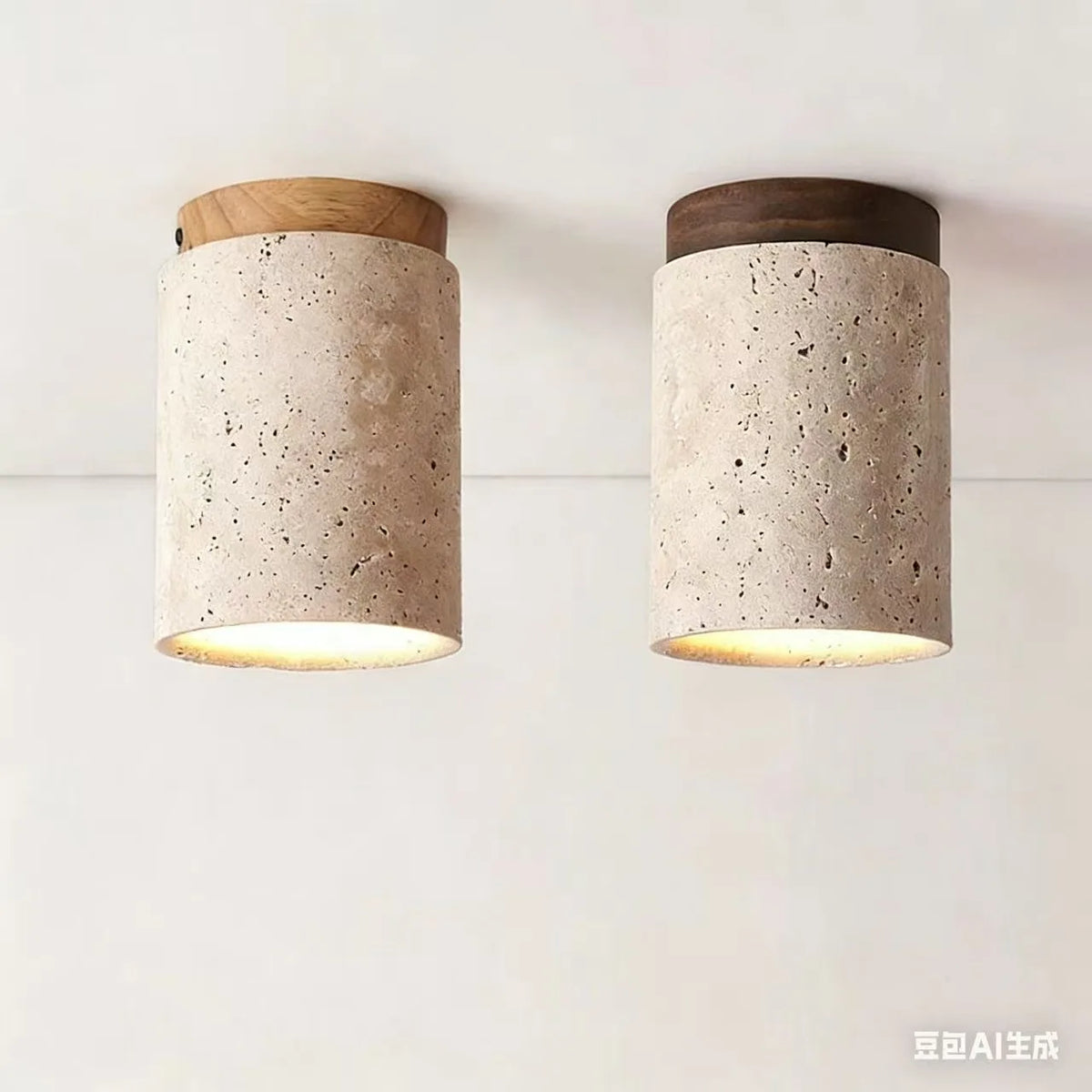 lampe moderne pierre bois texturée beige brun clair 3000k 4000k 6000k interrupteur bouton