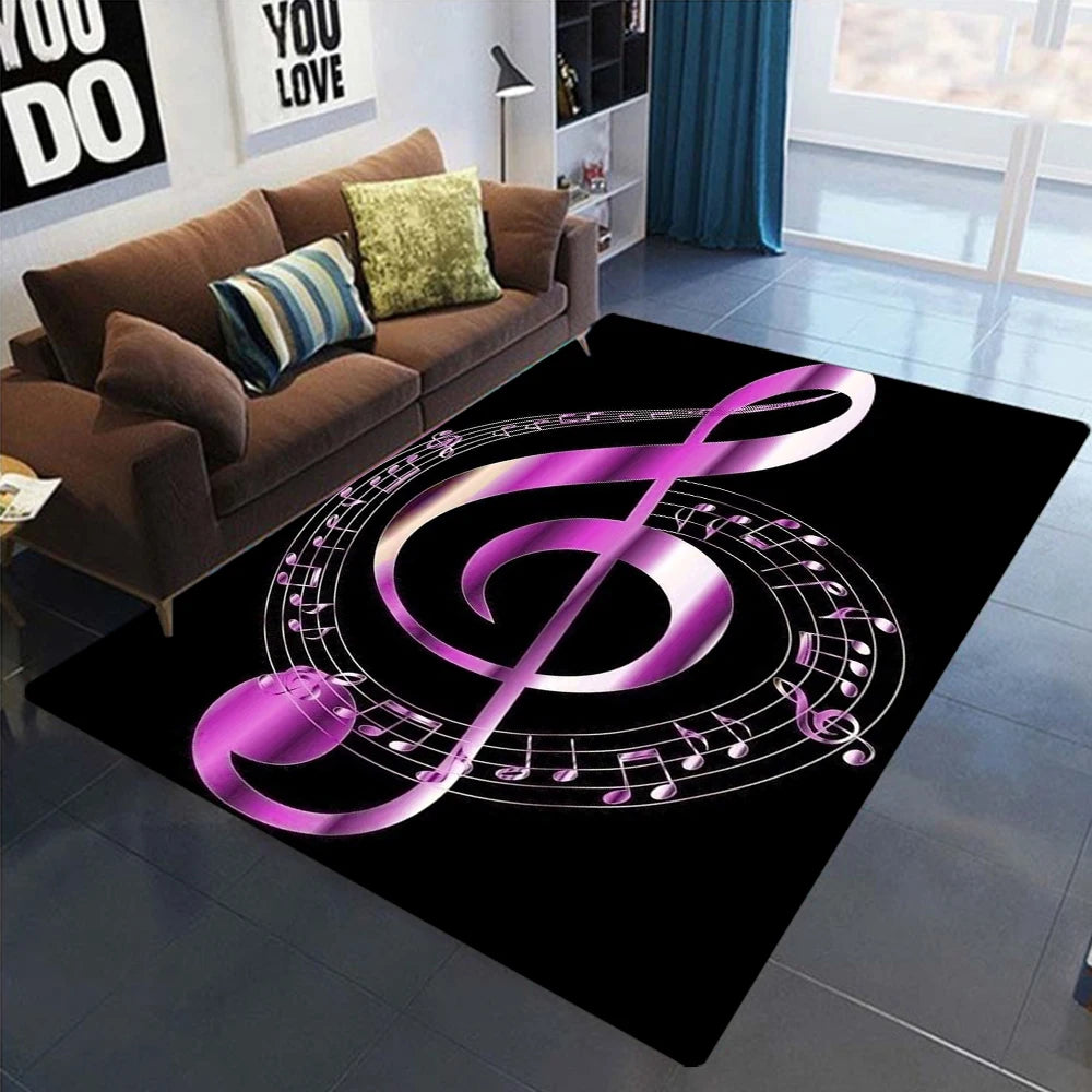 tapis moderne notes musicales polyester polypropylène salon chambre bleu rouge violet