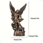 statue saint michel bronze ailes déployées démon religieuse classique 13cm haute qualité détails sculptural