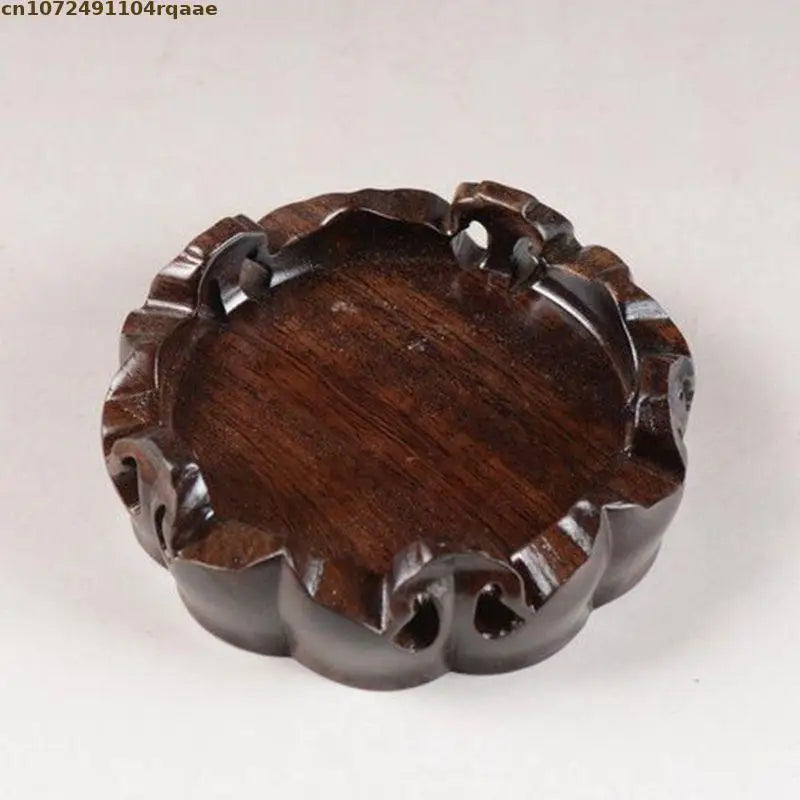 support bois sculpté artisanal marron foncé bonsaï théière vase décoration moderne
