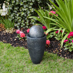 fontaine décorative moderne résine gris foncé jardin intérieur extérieur unique
