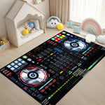 tapis noir motif contrôleur DJ polyester salon chambre coucher décoration moderne rectangle aubusson