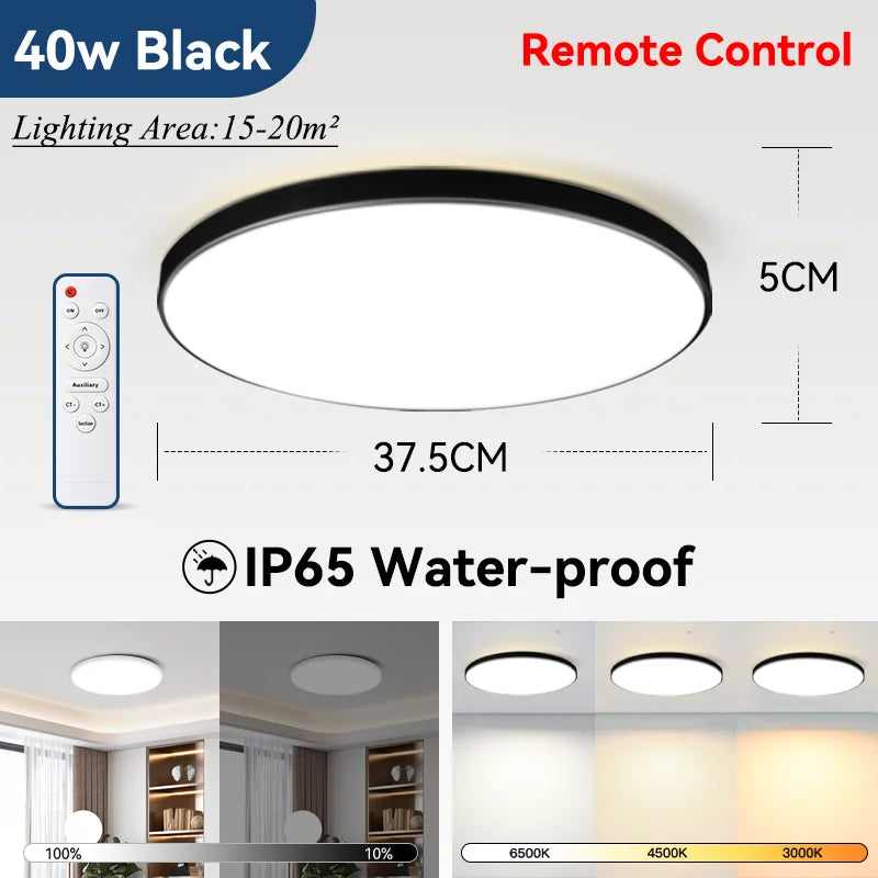 lampe led moderne télécommande 220v ip65 étanche noir blanc 37.5cm