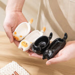 assiettes sushi blanc noir chats mignon cartoon fourchette cuillère chaussettes serviette