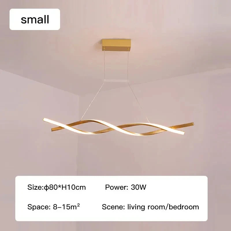 suspension lumineuse moderne pendentif led ondulé blanc doré gris réglable