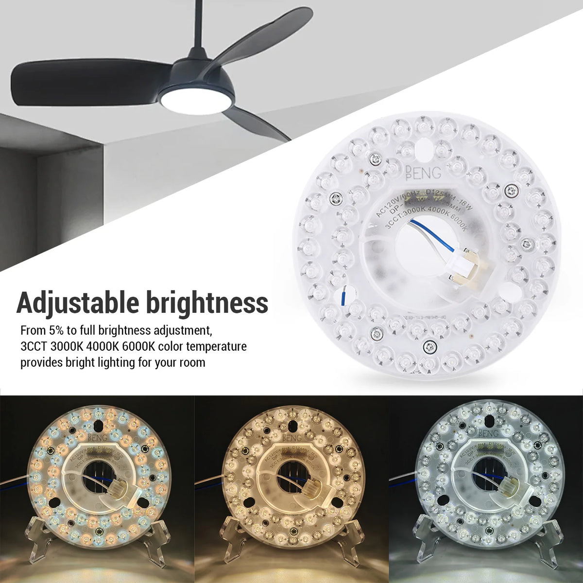 lampe led blanc moderne 125mm 18w cct 3000k 4000k 6000k variable opacity