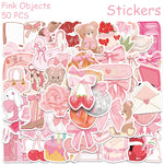 stickers illustration papillon rose blanc ours ballerines coeurs fleurs adhésifs 50pièces cartoon