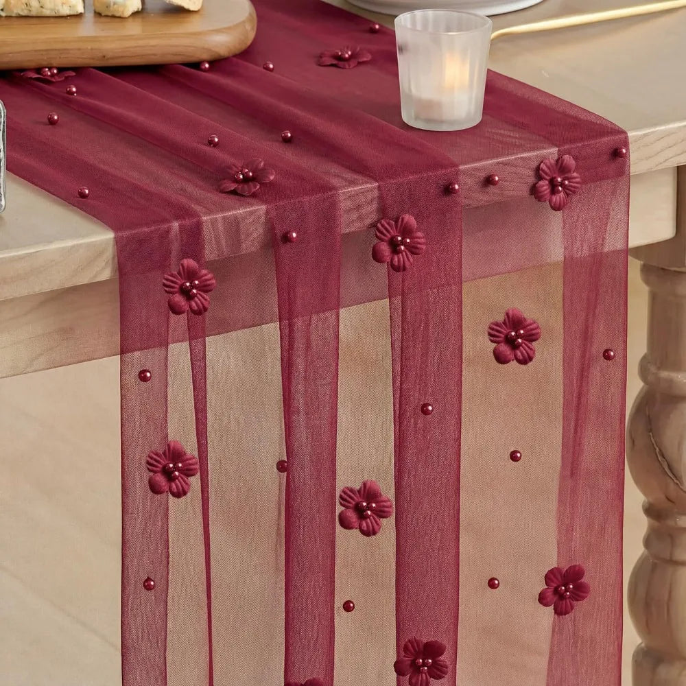 chinois table fleuri relief vert clair rouge translucide mariage decorative