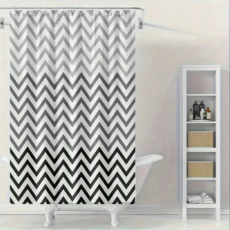 rideau douche gris blanc noir zigzag moderne imperméable eva 180cm 200cm