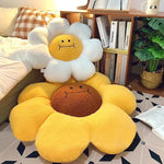 coussin fleur tournesol jaune blanc marron coréen moderne imperméable coton polyester canapé chambre
