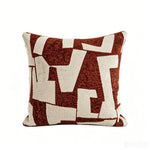 housse coussin géométrique moderne polyester coton noir blanc orange beige minimaliste contemporain ornemental 45x45cm