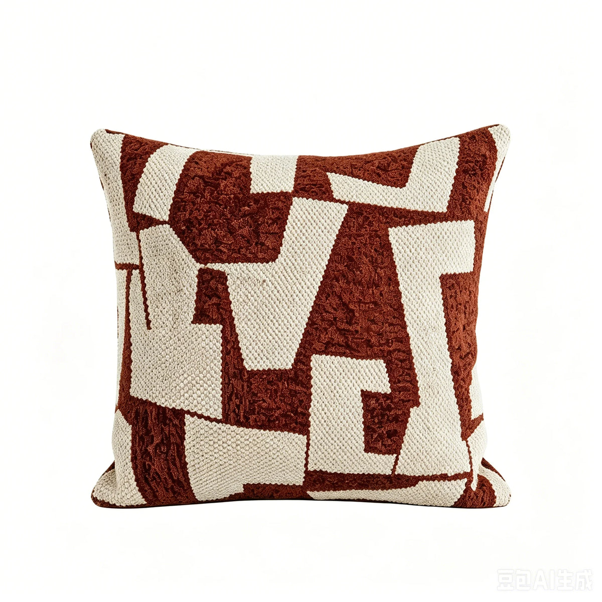 housse coussin géométrique moderne polyester coton noir blanc orange beige minimaliste contemporain ornemental 45x45cm