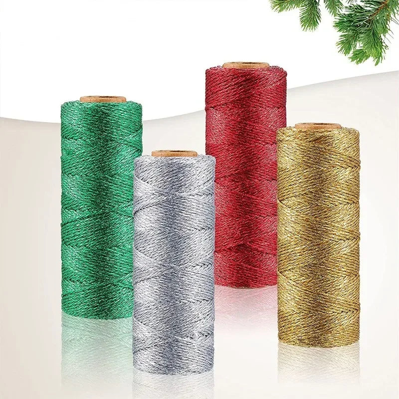 fil coton glitter vert rouge doré argenté décoratif boîte rangement satin