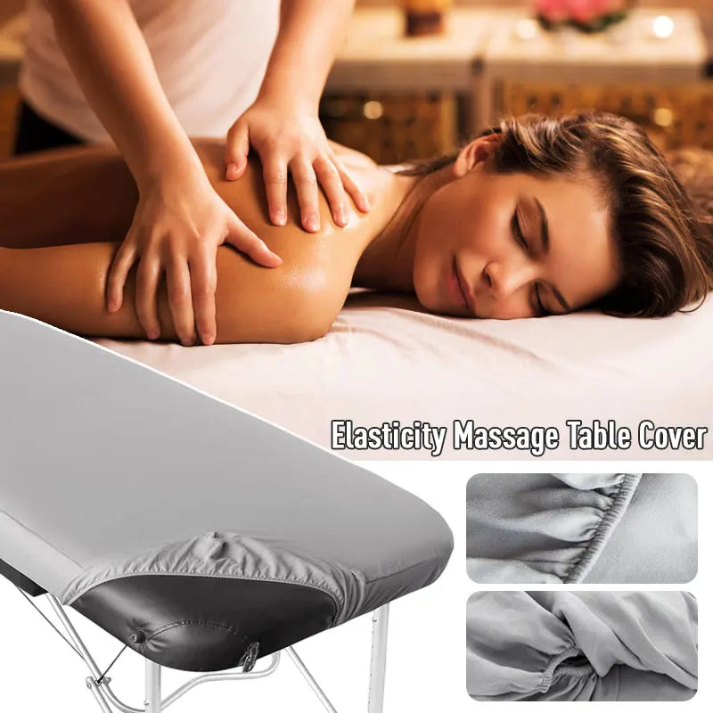 housses protection table massage lit spa coton polyester gris blanc élastiques professionnel minimaliste