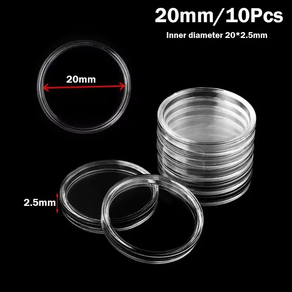 boîtes rangement pièces transparentes rondes modernes 20mm 25mm 27mm 30mm 35mm 40mm 45mm 50mm