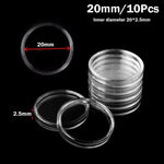 boîtes rangement pièces transparentes rondes modernes 20mm 25mm 27mm 30mm 35mm 40mm 45mm 50mm