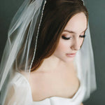 voile mariée blanc bordure transparent classique élégant chainette ondulée tulle fine bridal veils