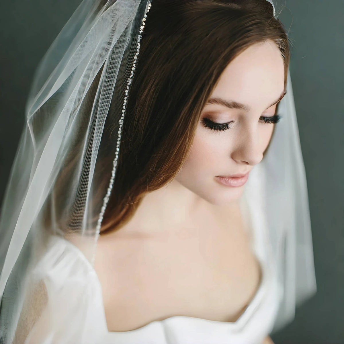 voile mariée blanc bordure transparent classique élégant chainette ondulée tulle fine bridal veils