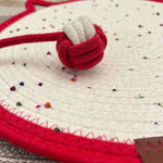 tapis chats blanc rouge rose jaune violet tissé points noirs moderne oreilles chat anneau