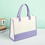 sac main polyester femme moderne blanc vert bleu noir poignées détachables grande capacité patchwork