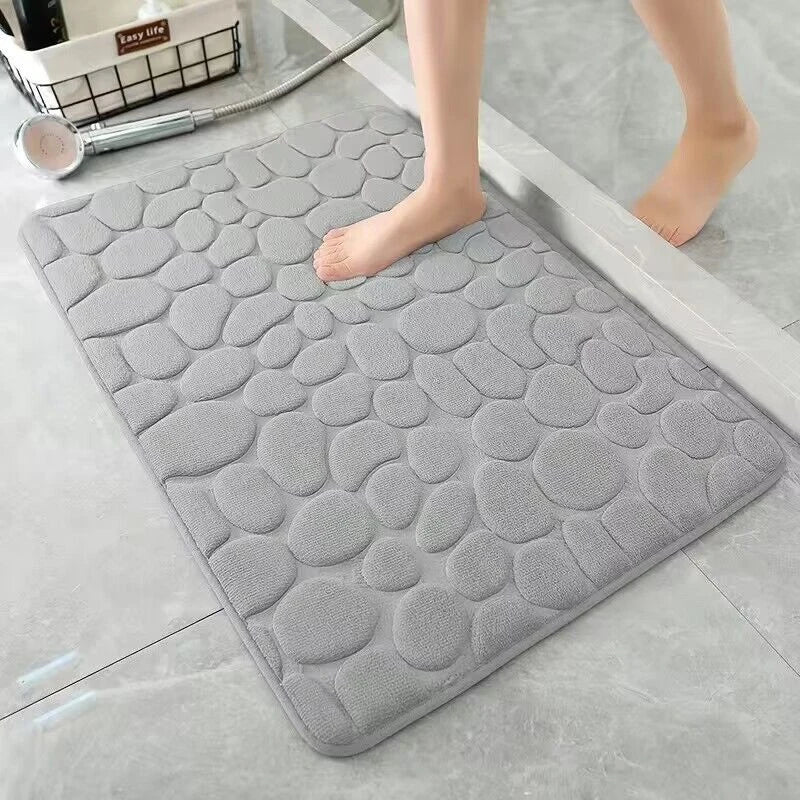 tapis bain antidérapant imitation galets gris marron beige moderne zen