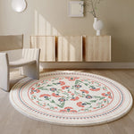 tapis rond floral moderne polygone coloré salon décoration maison variété motifs moelleux polyester