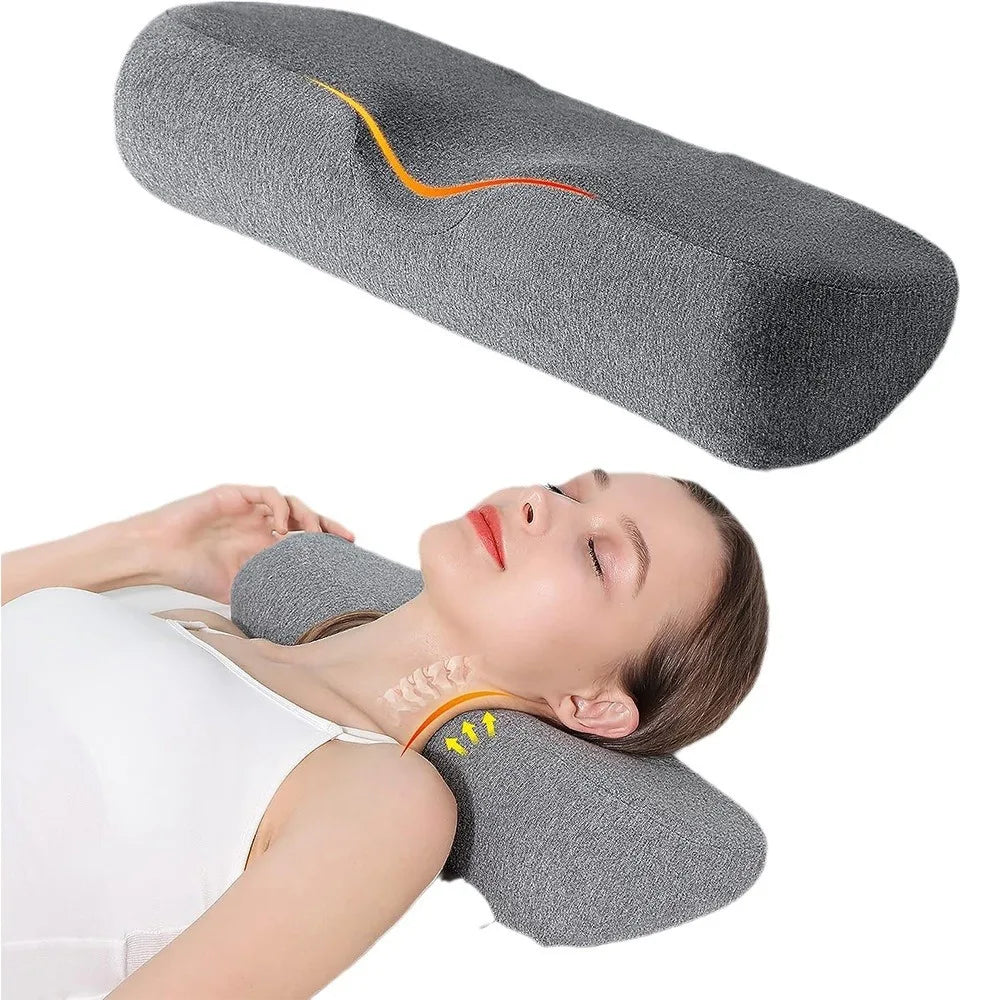 coussin sommeil cervical gris ergonomique mousse mémoire forme massage cou confort doux relaxation nocturne