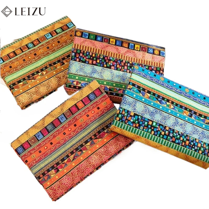 tissu coton multicolore rayures géométriques ethnique bohème décoration intérieure bricolage résistant respirant large 145cm