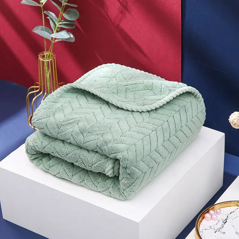 serviette bain microfibre absorbante séchage rapide lavable machine couverture motif géométrique vert pastel rose