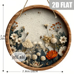 décoration murale ronde fleurs séchées bois clair blanc beige orange vert rustique bohème 20cm