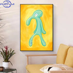toile d'art moderne abstraite liquide verte jaune sans cadre dimension variable decoration murale chambre