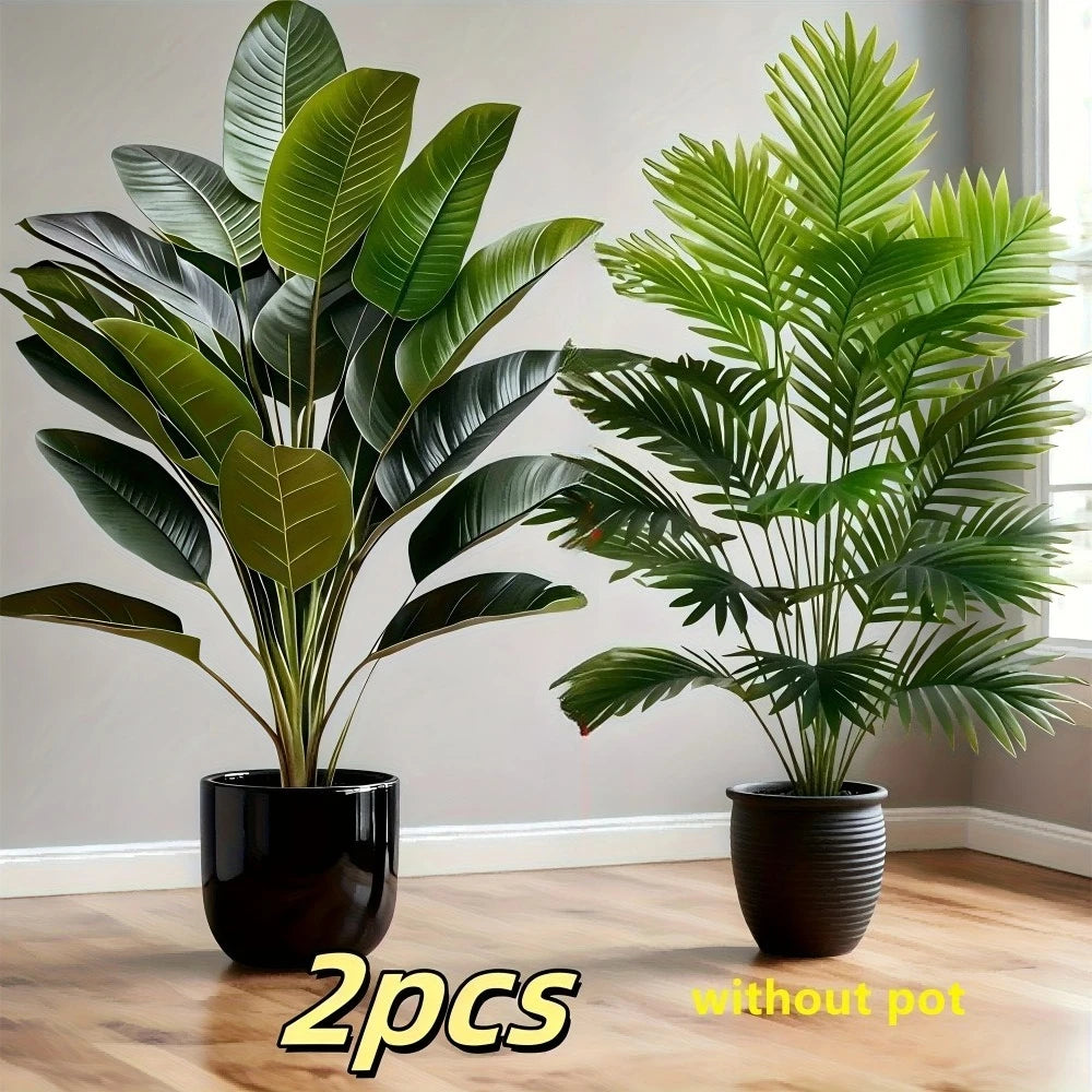 plantes artificielles bananier palmier decoration maison feuilles realistes pots decor tropical