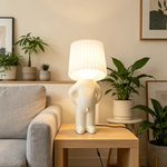 lampe table décorative abat jour plissé blanc crème jaune moderne chambre coucher led semi