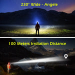 lampe frontale rechargeable led ipx4 camping pêche ceinture ajustable sensor switch noir jaune