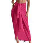 sarong élégant boho uni vert rose blanc noir tissu polyester rapide séchage tassel inclusion