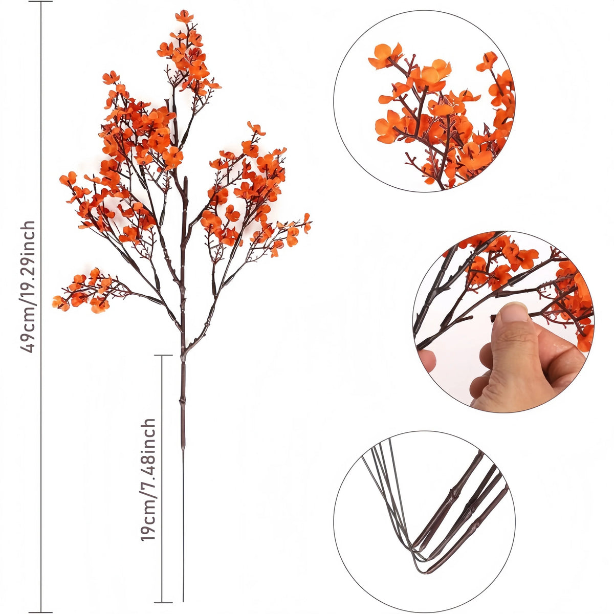 décoration automnale branches artificielles orange fleurs simples naturel intérieur halloween rustique minimaliste flexible