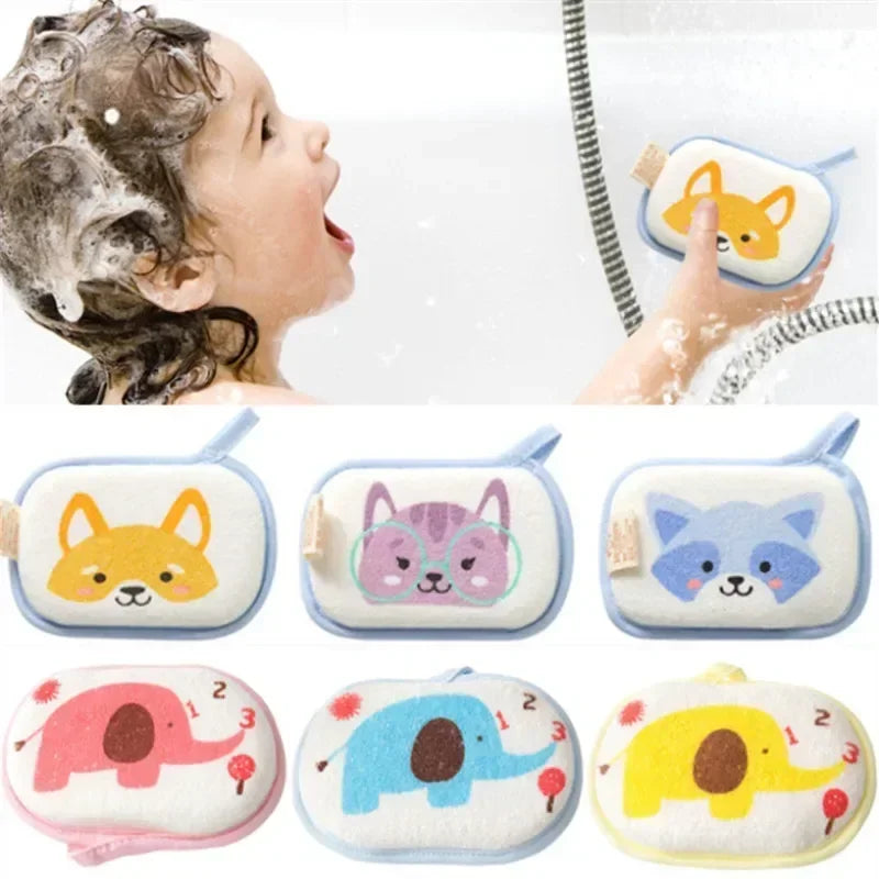 gant bain enfant dessins animaux cordon ajustable blanc bleu rose jaune