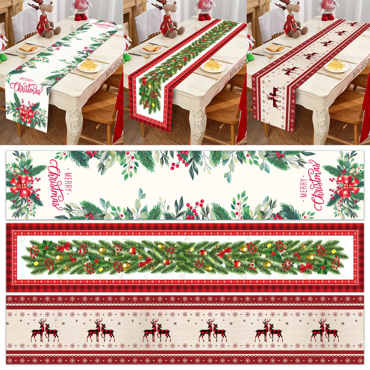 table noel blanche rouge motif poinsettia decoration festive couleurs noel traditionnellements