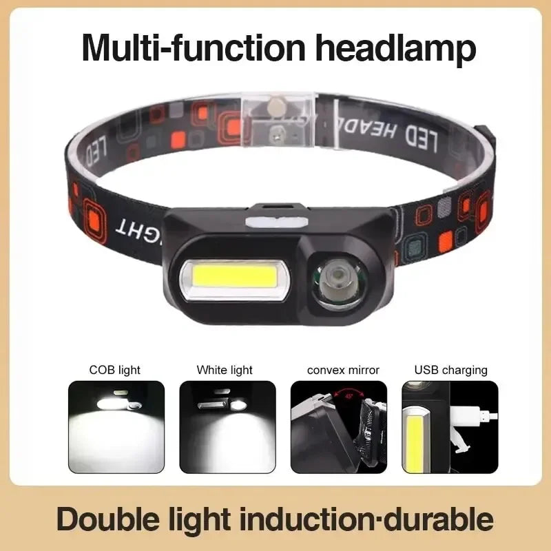 lampe frontale led multifonctionnelle bandeau élastique coberbac blanc noir orange rouge