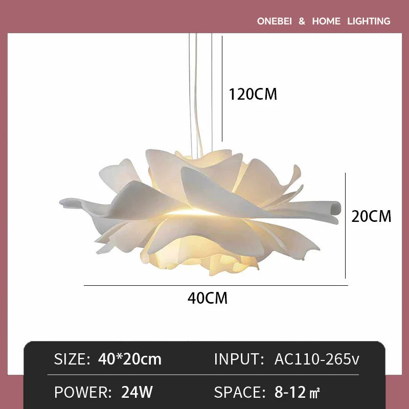 suspension lumineuse moderne fleur stylisée blanc opaque salon chambre étude 220v acrylique