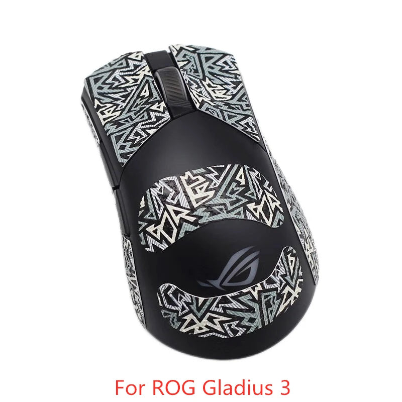 autocollants antiderapants noirs motif geometrique souris gaming rog gladius deux trois