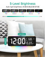 horloge numérique moderne led veilleuse rgb noir ambiancé affichage heure date