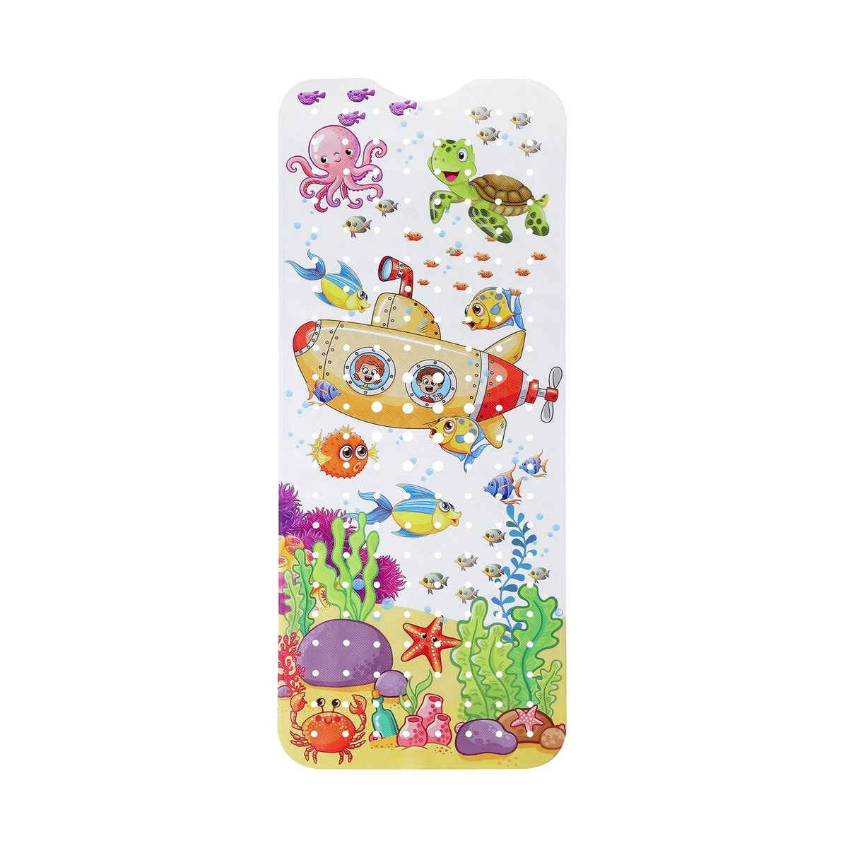 tapis bain anti dérapant thème marin poissons coraux dimensions 100cm 40cm moderne enfantin
