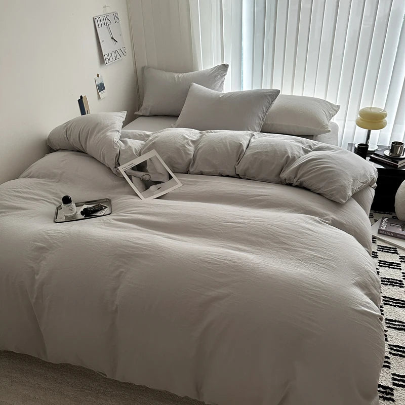 ensemble literie coton gris rose bleu moderne 220x240cm 150x200cm taies oreiller housse couvette
