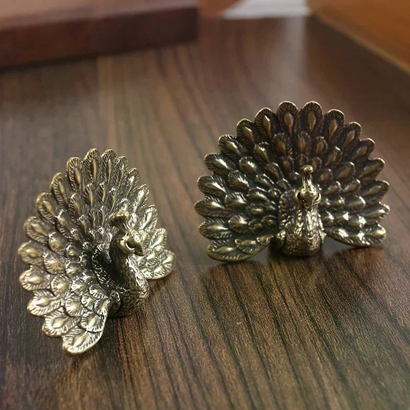 figurine paon ornement decoratif plumes bronze detaille sculpture resin asiatique echangefriendlyintérieurDecorationBureau